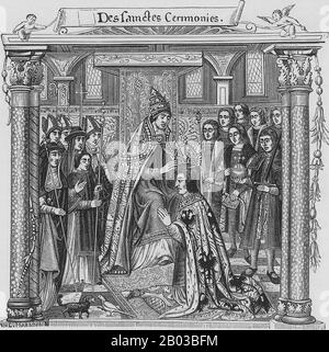 Maximilian I. (22. März 1459 - 12. Januar 1519), Sohn von Friedrich III., Heiliger römischer Kaiser, Und Eleanor von Portugal, war König der Römer (auch als König der Deutschen bekannt) von 1486 und Heiliger römischer Kaiser von 1508 bis zu seinem Tod, obwohl er in Wirklichkeit nie vom Papst gekrönt wurde, war die Reise nach Rom immer zu riskant. Stockfoto