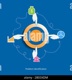 Problem Identifikation flaches Design Konzept Icons für Web, Programmierung, Anwendungen für Mobiltelefone & Dienstleistungen Stock Vektor