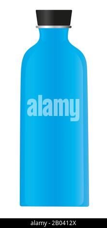 Blaue Wasserflasche isoliert auf weißem Hintergrund Stockfoto