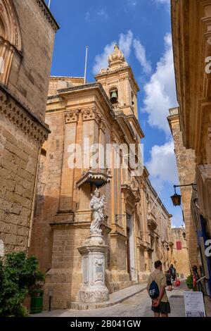 Malta, Stadt Mdina, Kirche der Verkündigung - die Karmelitenkirche, Architektur des 17. Jahrhunderts im Stil des Barock Stockfoto