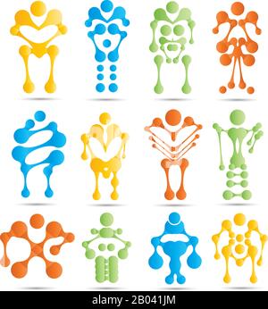 Stilisierte Roboter und Robotik Symbolsatz für kreative Design-Anforderungen Stock Vektor