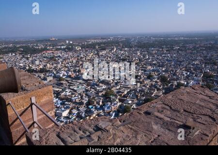 Stadtbild aus dem bernsteinfarbenen Palast jaipur rajasthan Stockfoto