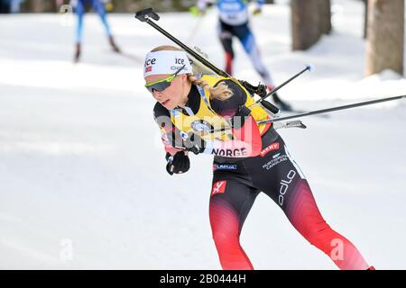 Eckhoff tiril (NOR) bei der IBU-Weltmeisterschaft Biathlon 2020 - Frauen 7,5 Km Sprint, Antholz (BZ), Italien, 14. Feb 2020, Wintersport-Biathlon Stockfoto