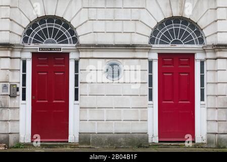 Boston House, das ehemalige Haus des Architekten Robert Adam am Fitzroy Square, Fitzrovia, London, Stockfoto