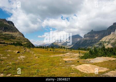 Landschaft am Logan Pass im Glacier National Park, Montana, Vereinigte Staaten. Stockfoto