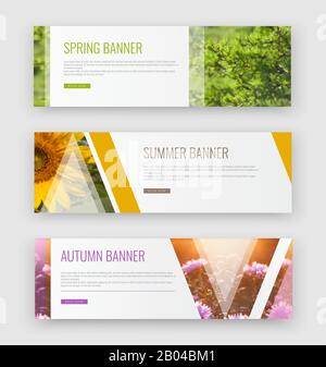 Abstrakte Banner für Fotos. Abstrakter Dreieckshintergrund. Geschäftsvorlage für horizontale Werbung. Satz flacher Banner, mit sauberer Kopfzeile der abstrakten Abdeckung Stock Vektor