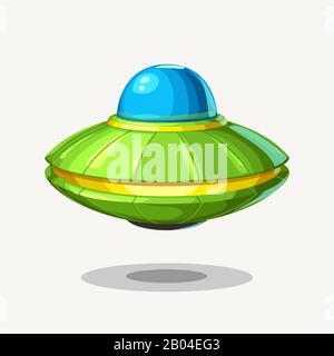 Cartoon bunt ufo auf weiß Stock Vektor