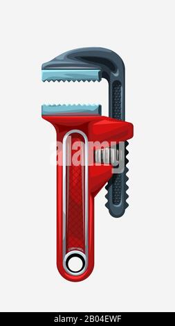 Cartoon roter Metall-Rohrschlüssel Stock Vektor