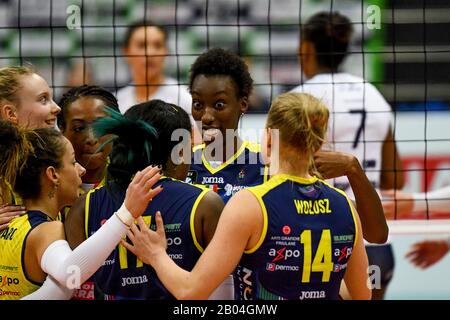 Treviso, Italien, 18. Februar 2020, Glück von paola egonu (conegliano) während des Carrario Imoco Conegliano vs. Nantes VB - Volleyball Champions League Frauen - Credit: LPS/Ettore Griffoni/Alamy Live News Stockfoto