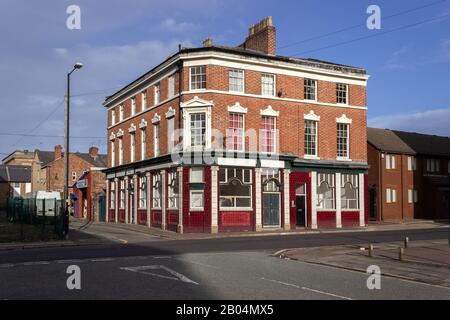 Ehemalige Kneipe The Glass Barrel, Market Street und Albion Street, Birkenhead, Grade II Listed Building, gebaut ca. 18 Stockfoto