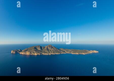 Luftbild, Sa Dragonera, Dracheninsel, Andratx, Mallorca, Spanien, Europa, Balearen, Cap de Tramuntana, es, Espana, Far de Llebeig Leuchtturm Stockfoto