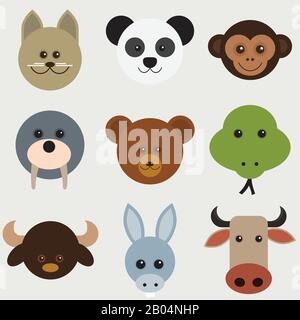 Vektordarstellung von Zeichentricktieren Kopf Stock Vektor