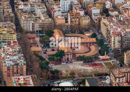 Luftbild, städtischer Flughafen Matadero, Centro Cultural S'Escorxador, Palma, Mallorca, Spanien, Europa, Balearen, Carrer de l'Emperadriu Eugènia, es, Stockfoto