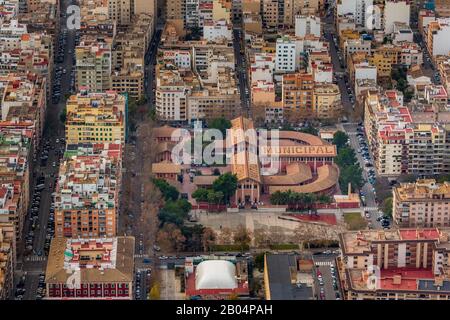 Luftbild, städtischer Flughafen Matadero, Centro Cultural S'Escorxador, Palma, Mallorca, Spanien, Europa, Balearen, Carrer de l'Emperadriu Eugènia, es, Stockfoto