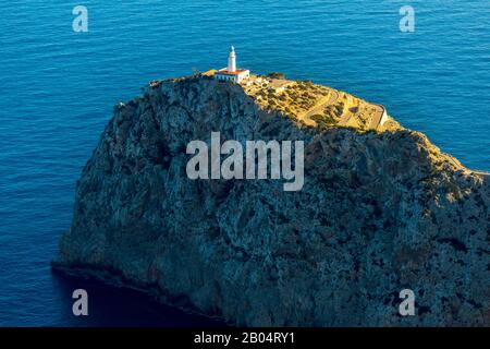 Luftbild, Insel, Halbinsel Cap Formentor, , Far de Formentor, Leuchtturm, Pollença, Mallorca, Balearen, Spanien, Europa, Aussichtspunkt, Cap de Stockfoto