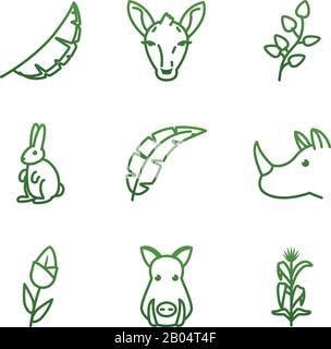 Gradientenstil Icon Set Design, Biodiversität Tiere leben natürliche Natur und schmückendes Thema Vektor-Illustration Stock Vektor