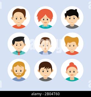 Avatar-Kollektion für Personen. Männliche und weibliche Charaktere Stock Vektor