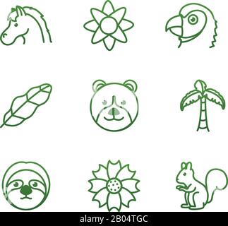 Gradientenstil Icon Set Design, Biodiversität Tiere leben natürliche Natur und schmückendes Thema Vektor-Illustration Stock Vektor