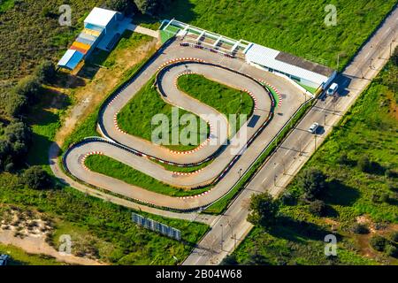 Luftbild, Insel, Kartbahn Cala Millor, Gokartbahn, Son Moro, Sant Llorenç des Cardassar, Mallorca, Balearen, Spanien, Europa, es, Rec Stockfoto