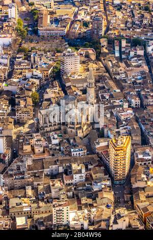 Luftbild, Insel, Kath. Kirche Iglesia De Cristo Rey, Kirche, Torre del Palau, Museum, Fartàritx, Manacor, Mallorca, Balearen, Spanien, Europa Stockfoto