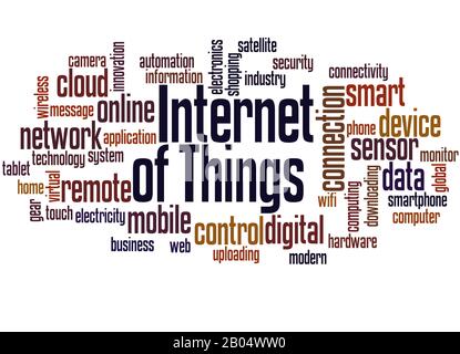 Internet der Dinge Wort Cloud im Internet der Dinge im Auto. Stockfoto