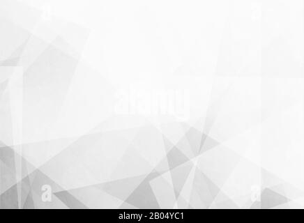 Weißer silberfarbener, geometrischer Universalhintergrund für die Präsentation von Geschäftspräsentationen Abstraktes, elegantes, nahtloses Muster. Minimalistisch leeres, dreieckiges BG. Einfarbige Halbton-Abdeckung. Modernes Digital Stockfoto