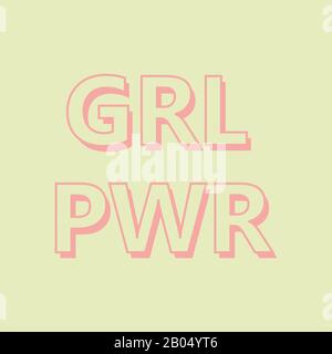 GRL PWR-Zeichen. Comic-Sprechblase mit emotionalem Text Girl Power und Stars. Vector Bright Dynamic Cartoon Illustration Isolate on Blue background. EPS 10 Stock Vektor