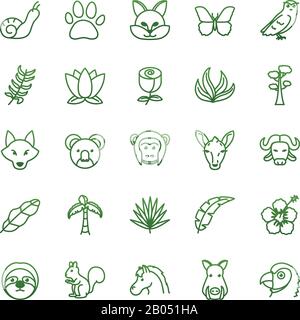 Gradientenstil Icon Set Design, Biodiversität Tiere leben natürliche Natur und schmückendes Thema Vektor-Illustration Stock Vektor