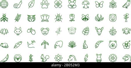 Gradientenstil Icon Set Design, Biodiversität Tiere leben natürliche Natur und schmückendes Thema Vektor-Illustration Stock Vektor