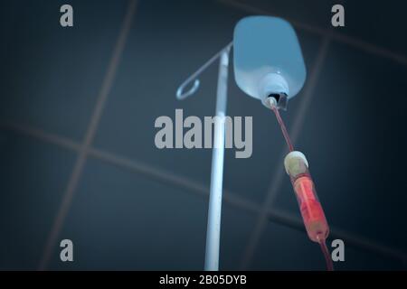 Covid-19 - Wuhan Roman Coronavirus Pneumonie. Impfstoff, Medizin und erste Hilfe. Hintergrund des Operationssraums. Anästhesiekonzept. Anästhesie, Euthanasiekonzept. Erholung nach der Operation. Kopierbereich Stockfoto