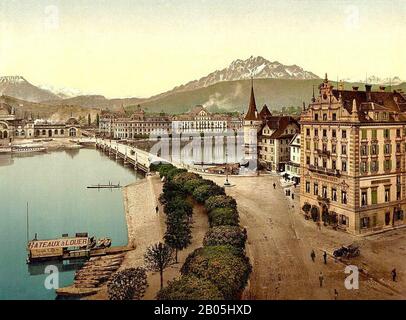 Blick auf den Pilatus, Luzerne, Schweiz. Zwischen 1890 Und 1910. Stockfoto