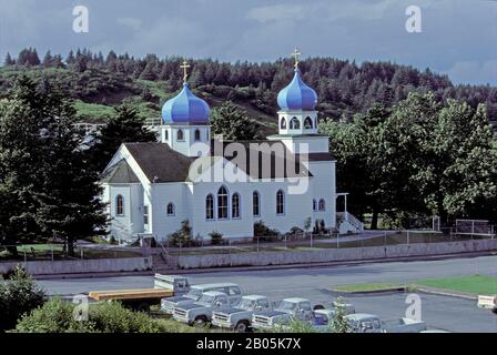 USA, ALASKA, KODIAK-INSEL KODIAK-STADT, RUSSISCH-ORTHODOXE KIRCHE Stockfoto