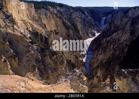 USA, WYOMING, YELLOWSTONE NP, GRAND CANYON DES YELLOWSTONE, LOWER FALLS, YELLOWSTONE RIVER Stockfoto