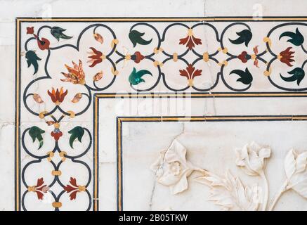 Detail dekorativ von Taj Mahal Stockfoto