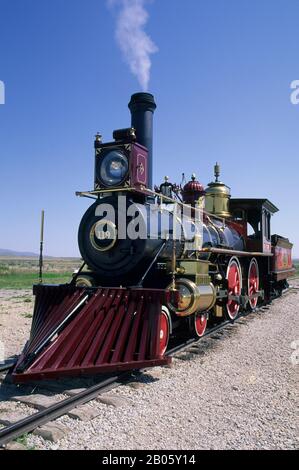 Die Dampfmaschine Nr. 119 der Union Pacific wurde im Jahr 1868 gebaut und machte Geschichte, als eine der beiden Lokomotiven (die andere war der Jupiter) sich bei Promon traf Stockfoto