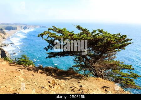 Blick auf Highway One an der Küste von Big Sur zwischen Carmel Highlands und Big Sur, Monterey County, Kalifornien USA Stockfoto