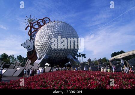 USA, FLORIDA, ORLANDO, DISNEY WORLD, EPCOT, RAUMSCHIFF EARTH DOME Stockfoto
