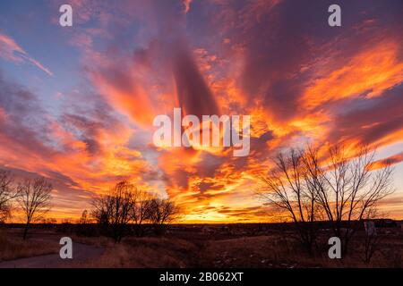 Bunte Sonnenaufgang in Louisville, Colorado Stockfoto