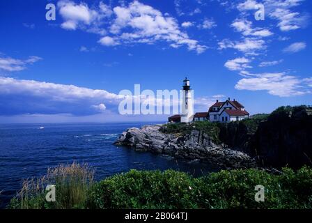 USA, MAINE, IN DER NÄHE VON PORTLAND, PORTLAND HEAD LIGHTHOUSE Stockfoto