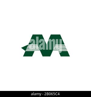 Buchstabe m Streifen schneller Pfeil geometrischer Logo-Vektor Stock Vektor