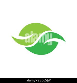 Grüne Blätter geometrische Kurven natürliche organische Lebensmittel Symbolvektor Stock Vektor