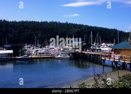 USA WASHINGTON SAN JUAN INSELN, ORCAS INSEL, REHE HAFEN, MARINA Stockfoto