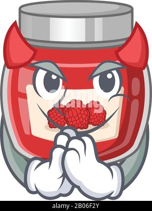 Devil Himbeere Marmelade Cartoon im Charakterdesign Stock Vektor