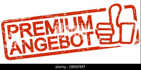 Grunge Stempel mit Rahmen rot und Text Premium Angebot (in deutsch) Stock Vektor