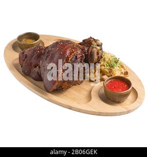 Frisch geröstetes Schweinefleisch auf weißem Hintergrund Stockfoto