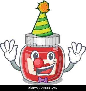 Lustiger Clown Himbeere Marmelade Cartoon Charakter Maskottchen Design Stock Vektor