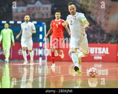 Lubin, POLEN - 2. DEZEMBER 2019: Futsal-Freundschaftsspiel zwischen Polen und Serbien 4:1. In Aktion Michal Kubik. Stockfoto