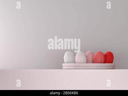 Polygonale ostereier und Gelege mit weichen Farben ideal für die osterzeit Stockfoto