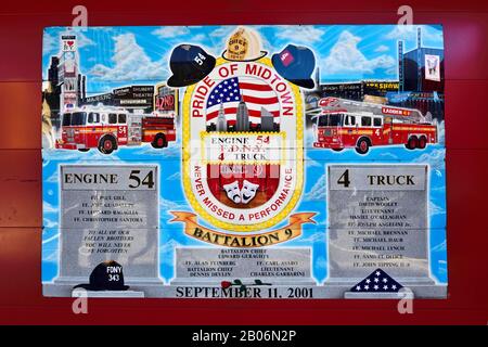 Die Feuerwehr des 9th Battalion erinnert an den 11. September, Manhattan, New York City, New York State, USA Stockfoto