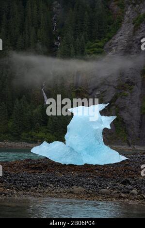 Kleiner Eisberg gestrandet auf dem Land bei Ebbe an Furten Terror, Endicott Arm Tongass National Forest, Alaska, USA Stockfoto